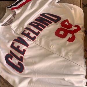Cleveland White Baseball Jersey with Red & Navy Accents